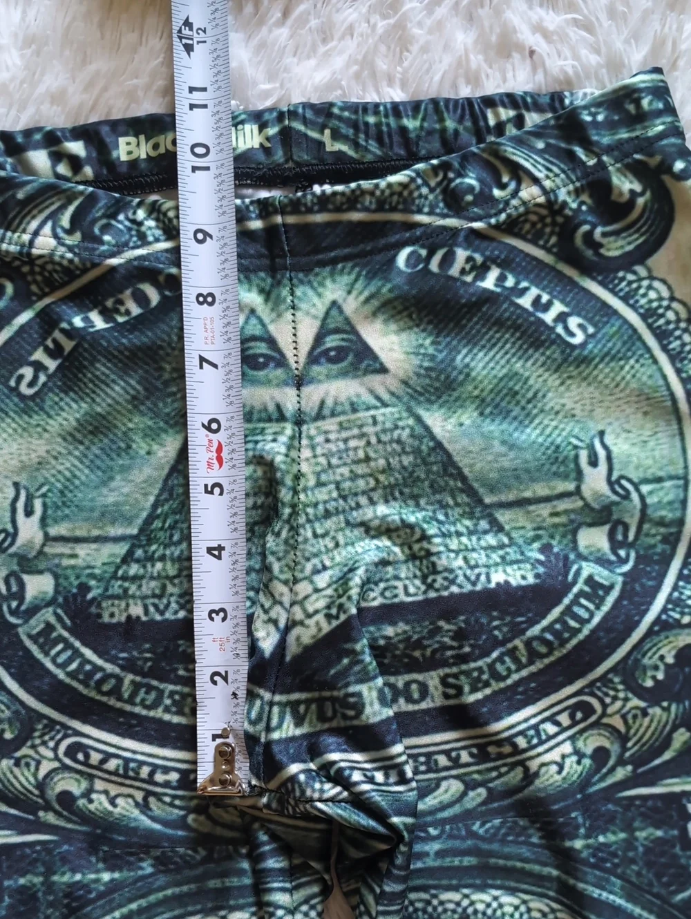 Blackmilk Old School The Dollar Green Illuminati Themed Leggings Size Large - Picture 12 of 13